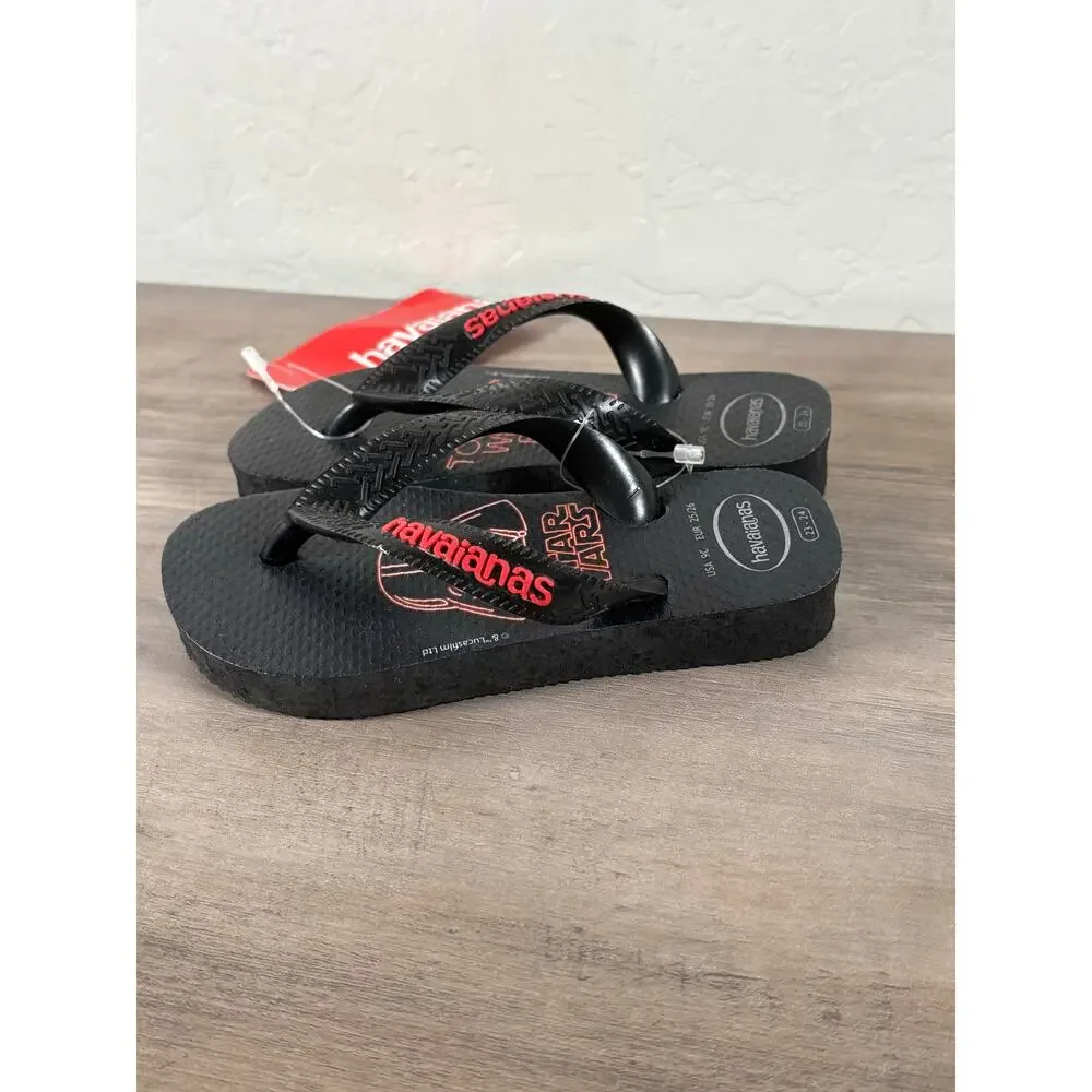 New -Havaianas Star Wars Darth Vader‎ Black Red Kids Sandals Flip Flops Size 9C
